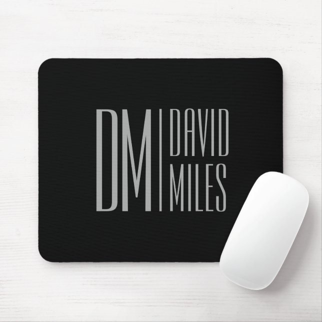 Tapis De Souris Initiales et logo de nom gris minimal et moderne é (Avec souris)