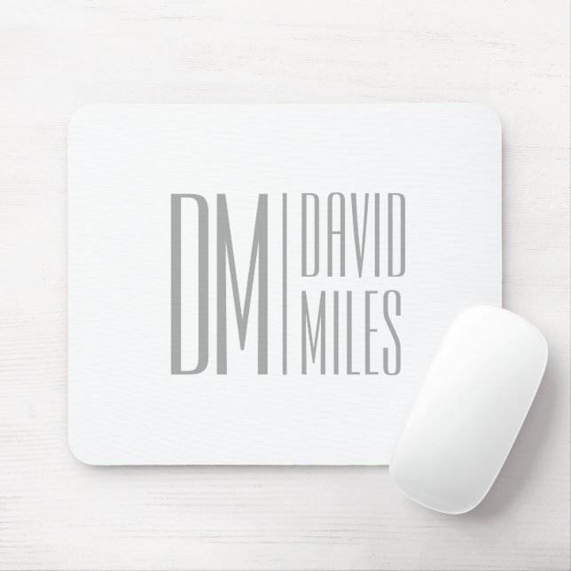 Tapis De Souris Initiales et logo de nom gris minimal et moderne é (Avec souris)