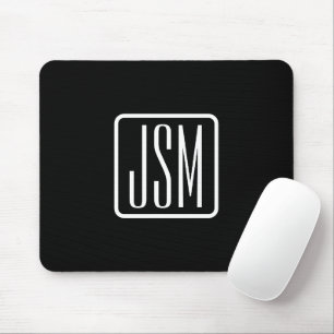 Tapis De Souris Initiales Monogrammées Modernes Noir & Blanc