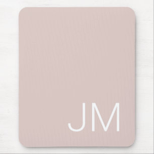 Tapis De Souris Initiales Monogrammées Surdimensionnées Rose Pâle