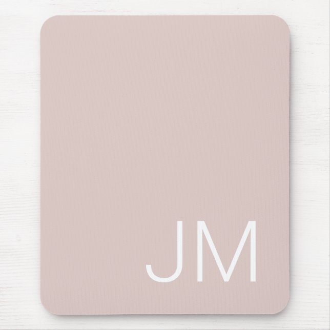Tapis De Souris Initiales Monogrammées Surdimensionnées Rose Pâle (Devant)