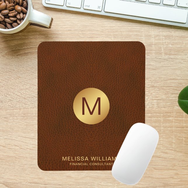 Tapis De Souris Initiales Monogrammes en cuir de culture classique (Créateur téléchargé)