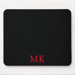 Tapis De Souris Initiales personnalisées de Monogramme rouge noir 