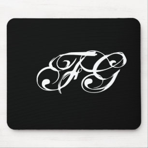 Tapis De Souris Initiales personnalisées Moderne Chic Noir & Blanc