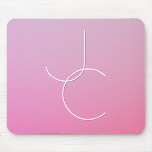 Tapis De Souris Initiales superposées Modern 2 Ombre rose