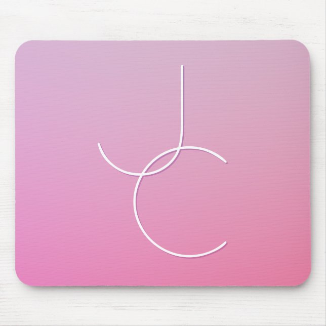 Tapis De Souris Initiales superposées Modern 2 | Ombre rose (Devant)