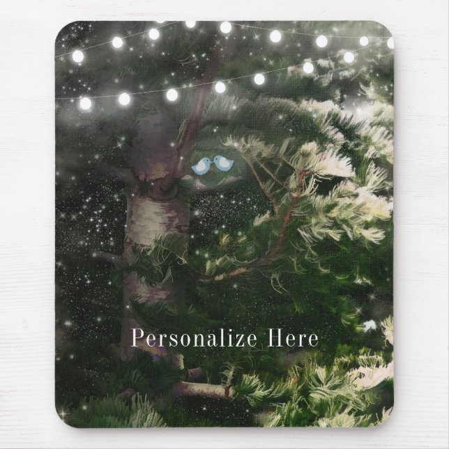 Tapis De Souris Inséparables + Pine Tree Night Rustique Personnali (Devant)