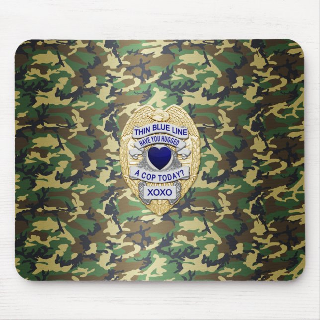 Tapis De Souris Insigne de ligne bleue mince (Devant)