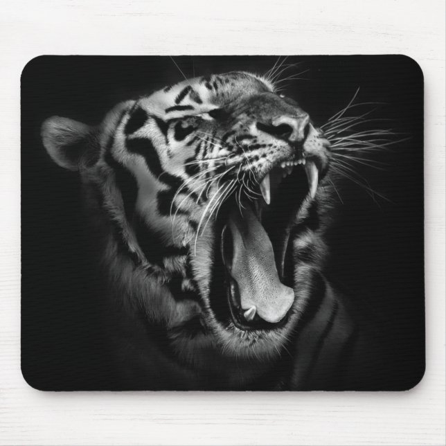 Tapis De Souris Inspiration de tigre noir et blanc (Devant)
