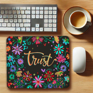 Tapis De Souris Inspirational Trust Black Floral Inspirivity