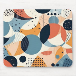 Tapis De Souris Inspiré de l'Art Nouveau Teal Coral Courbes Abstra