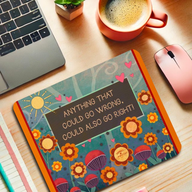 Tapis De Souris Inspirer Floral Go Right Positivity Citation (Créateur téléchargé)