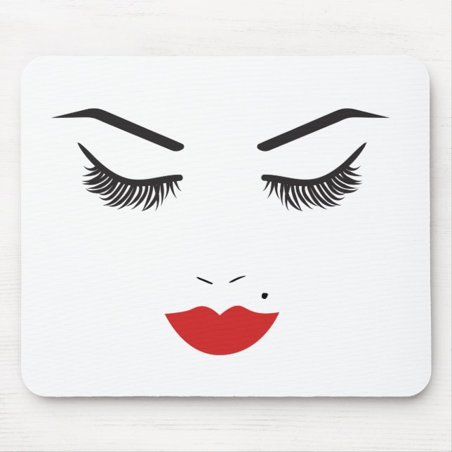Tapis De Souris Institut de Beauté Maquillage Visage Cils & Lèvres (Devant)