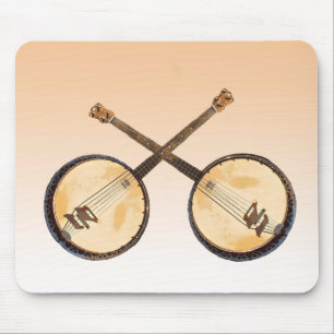 Tapis De Souris Instrument de musique abstrait de banjo d'orange