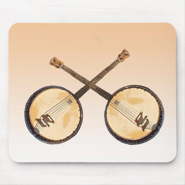 Tapis De Souris Instrument de musique abstrait de banjo d'orange (Devant)