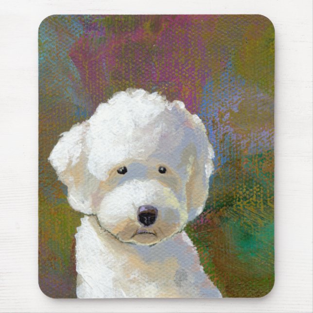 Tapis De Souris Intitulé : J'y pense - adorable chien blanc (Devant)
