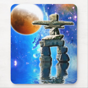 Tapis De Souris Inukshuk Lune et Imaginaire spatial Art Mousepad