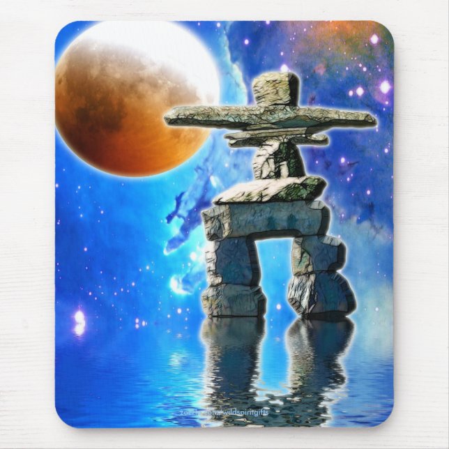 Tapis De Souris Inukshuk Lune et Imaginaire spatial Art Mousepad (Devant)