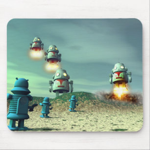 Tapis De Souris Invasion de robot de au-dessus de V2 Mousepad