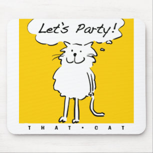 Tapis De Souris Invitation à une fête amusante avec un chat de des