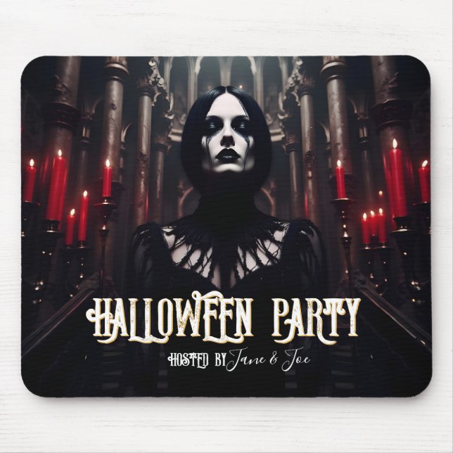 Tapis De Souris Invitation de fête d'Halloween – Invitation gothiq (Devant)