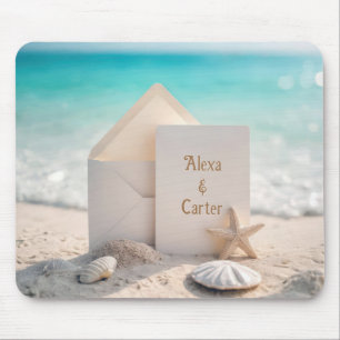 Tapis De Souris Invitation de plage avec étoile de mer