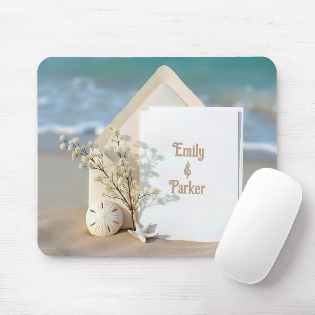 Tapis De Souris Invitation de plage avec étoile de mer (Avec souris)