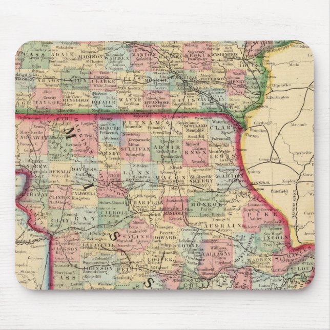 Tapis De Souris Iowa, Missouri Map par Mitchell (Devant)