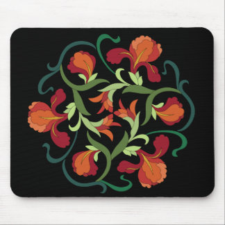 Tapis De Souris Iris Blooms Intertissés sur Black Mousepad