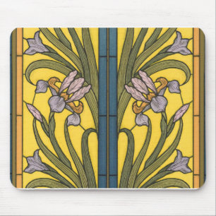 Tapis De Souris Iris Fleur Art Nouveau Motif en verre