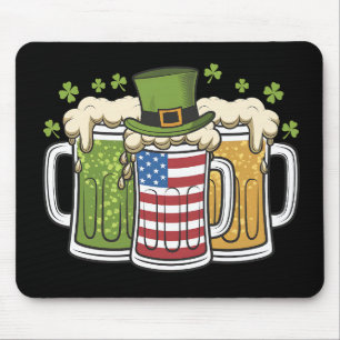 Tapis De Souris Irish Beer Irlande USA Drapeau américain St Patric