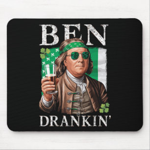 Tapis De Souris Irish Ben Buvant de la Bière - St Pattys Hommes et