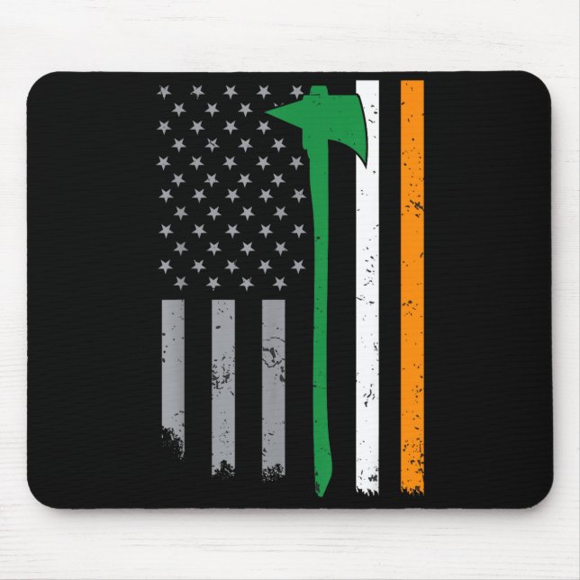 Tapis De Souris Irish Firefighter American Flag Cool St Patricks D (Devant)