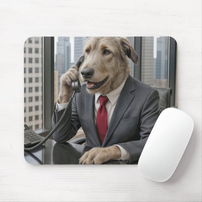 Tapis De Souris Irish Wolfhound Business dans un bureau (Avec souris)