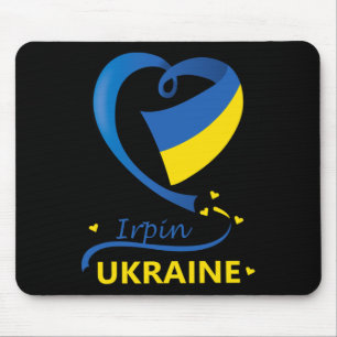 Tapis De Souris Irpin Ukraine Drapeau National Emblème du cœur Crê