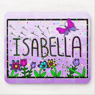 Tapis De Souris Isabella - Le nom Isabella dessin lunique