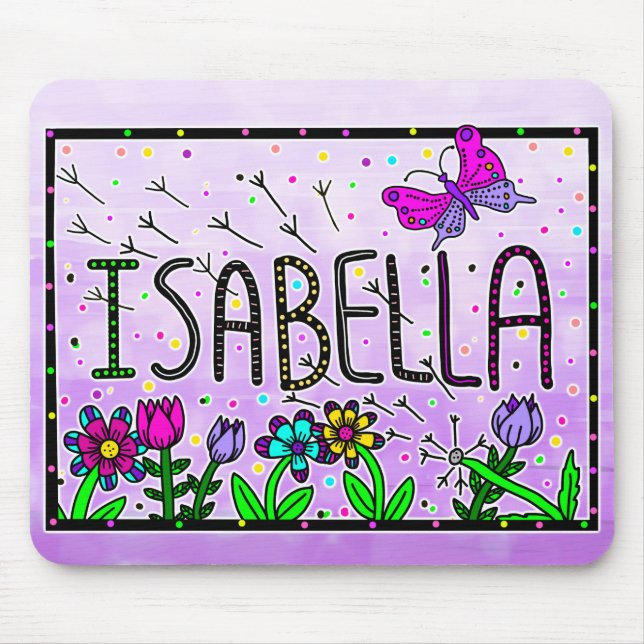 Tapis De Souris Isabella - Le nom Isabella dessin lunique (Devant)