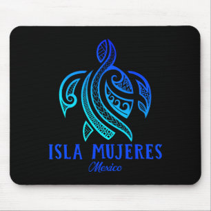Tapis De Souris Isla Mujeres Mexique Tortue de mer Tie Dye Hibiscu