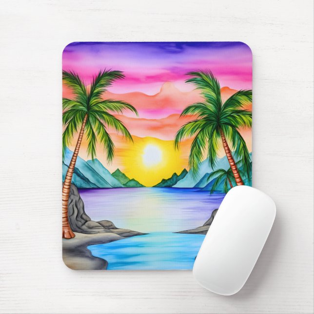 Tapis De Souris Island Tropical Beach Sunset (Avec souris)