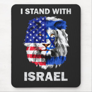 Tapis De Souris Israël et drapeau États-Unis Lion _ Je suis avec I