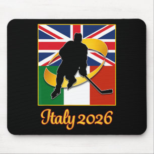 Tapis De Souris Italie 2026 Hockey sur glace Royaume-Uni Drapeau I