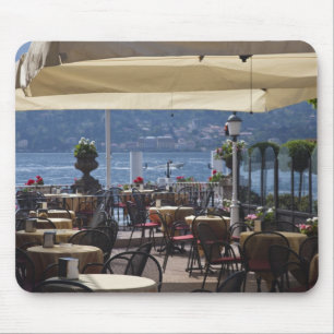 Tapis De Souris Italie, province de Côme, Bellagio. Café au bord d