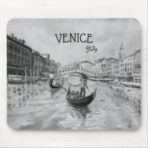 Tapis De Souris Italie Travel - VENICE souvenir noir et blanc