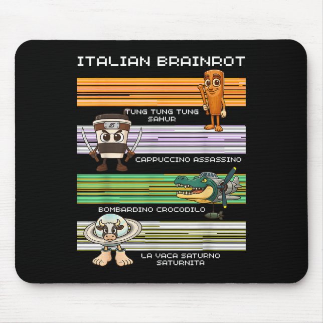 Tapis De Souris Italien Brainrot mème drôle Compilation caractère (Devant)