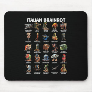 Tapis De Souris Italien Cerveau Rot Italien Brainrot Drôle Mèmes T