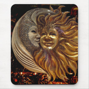 Tapis De Souris Italien Sun et masques de Carnaval de lune
