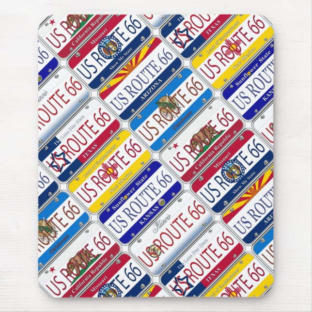 Tapis De Souris ITINÉRAIRE 66 des USA chacun des 8 plats de vanité (Devant)