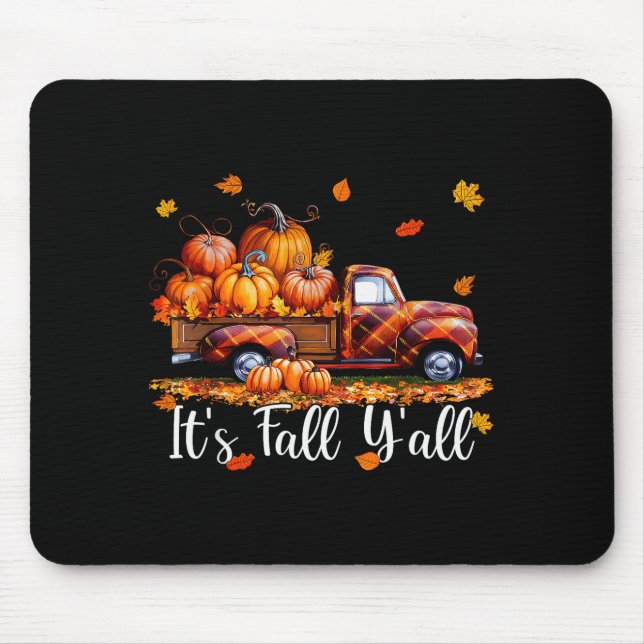 Tapis De Souris It's Fall Y'all Pumpkin Truck Autumn Tree Hello Fa (Devant)