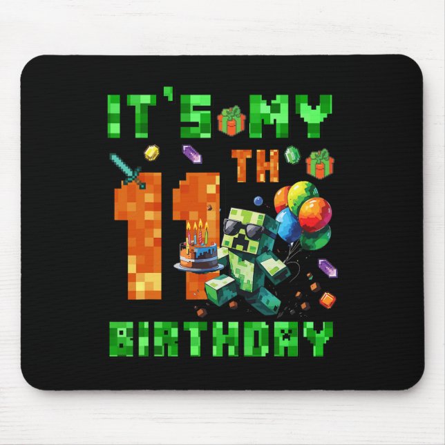 Tapis De Souris It's My 11th Birthday Pixel Number Video Game Game (Devant)