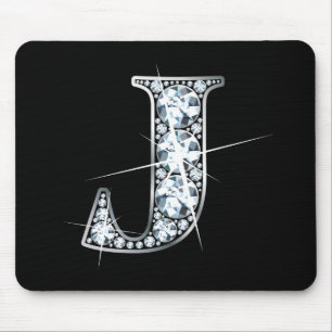Tapis De Souris "J" Faux-"Diamond Bling" Mousepad